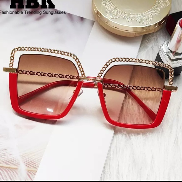 🆕 Square Chain Frame Sunglasses - Picture 3 of 8